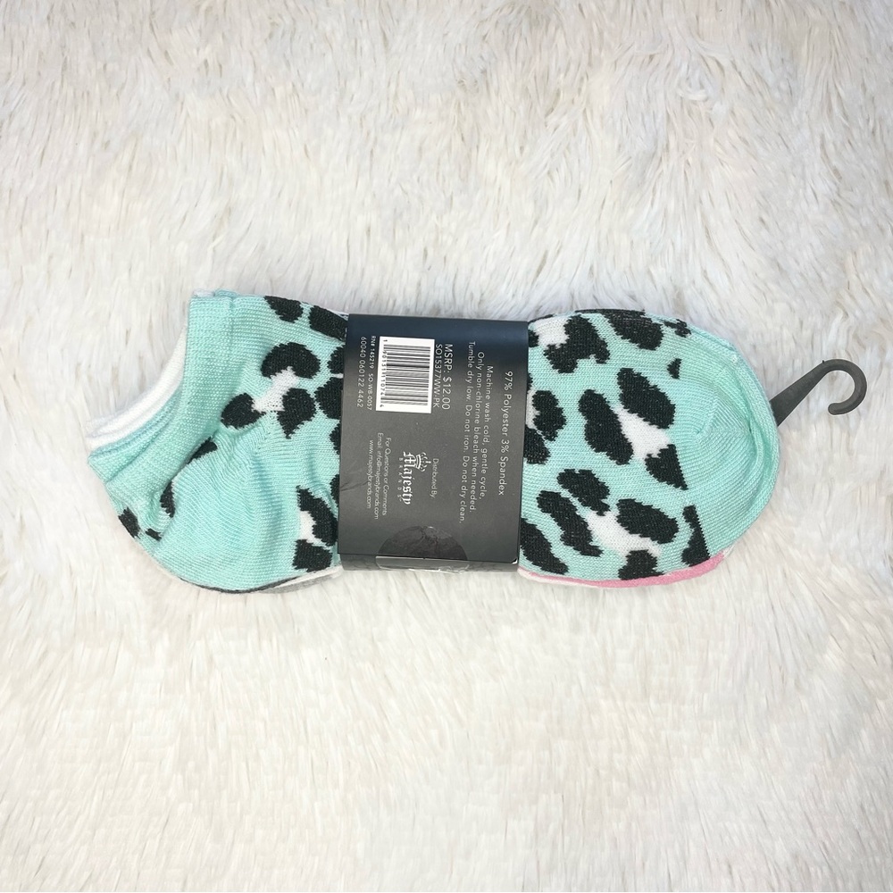 Teal pink colorful 6 pairs socks animal print - Picture 6 of 7